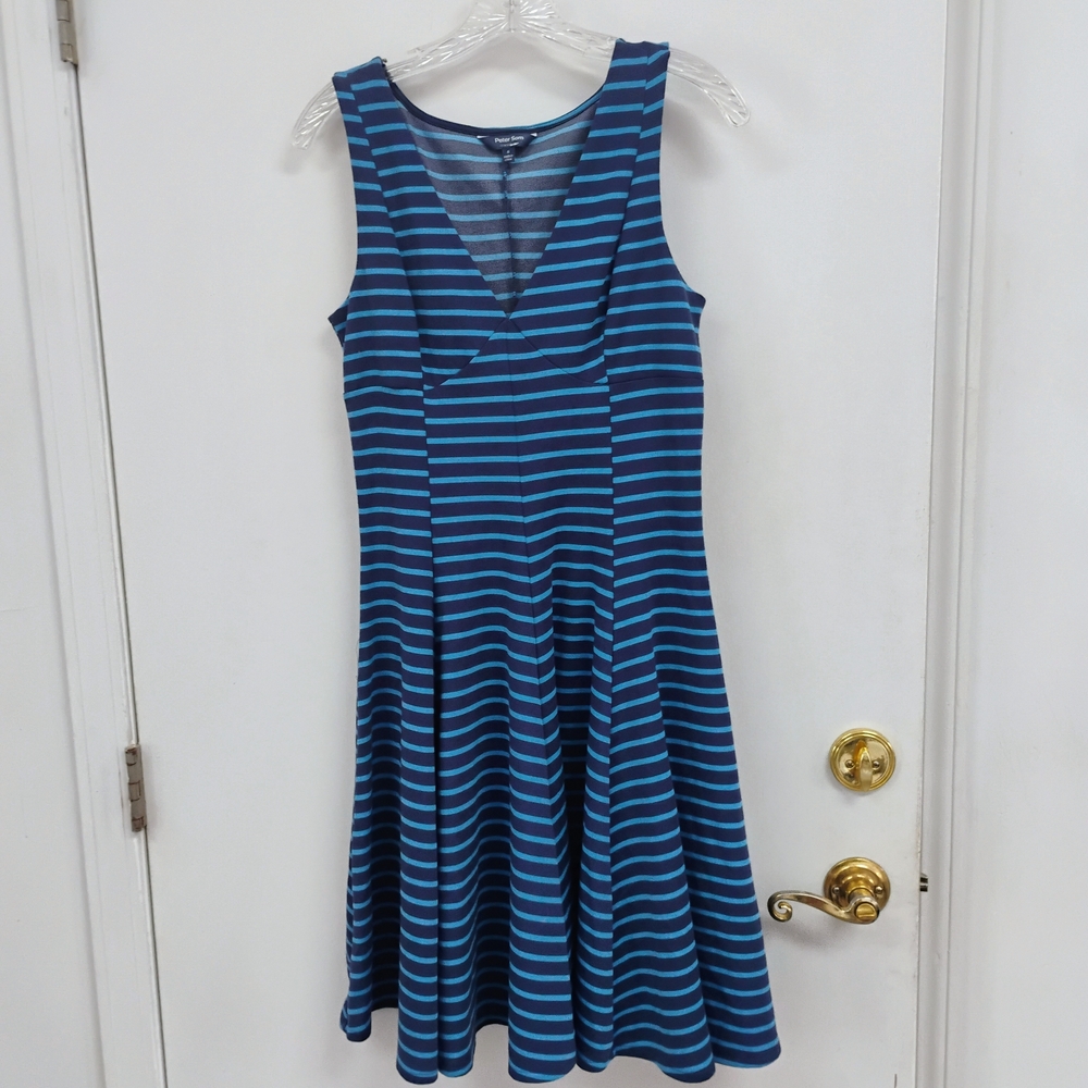 Peter Som for Designation Blue Striped Sleeveless Fit & Flare Dress Size 6
